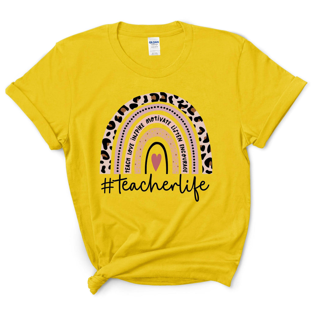 Teacher Leopard Rainbow Shirt