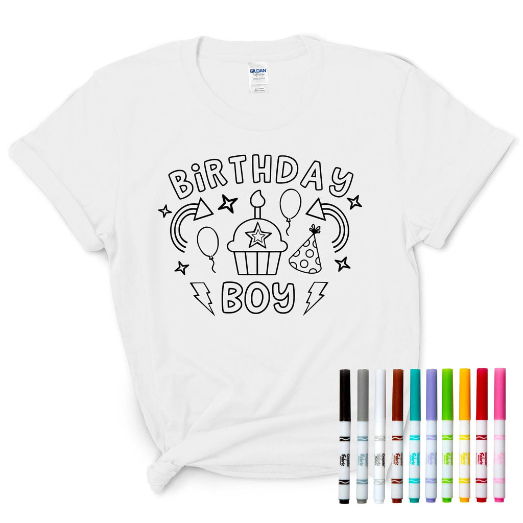 Birthday Boy Coloring White Shirt