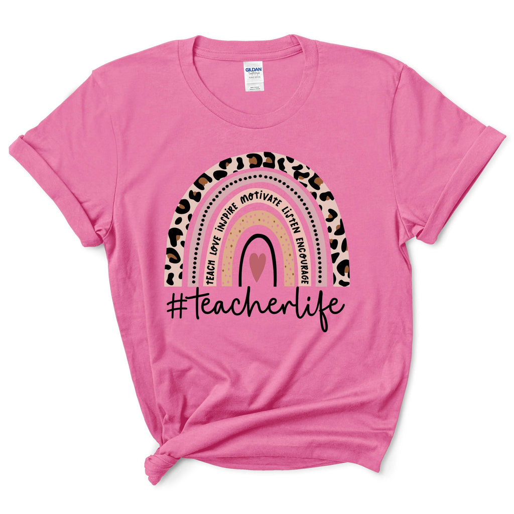 Teacher Leopard Rainbow Shirt