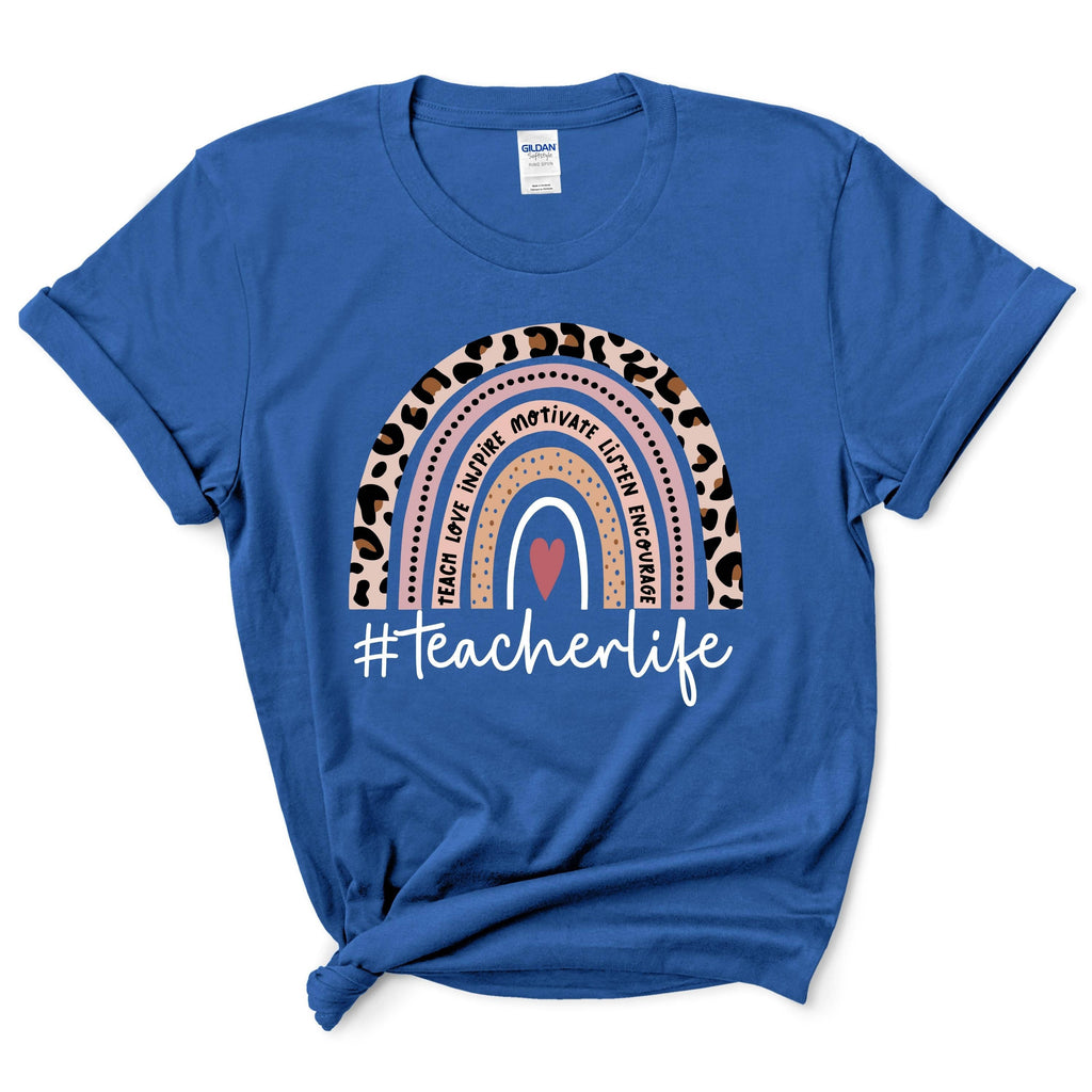 Teacher Leopard Rainbow Shirt