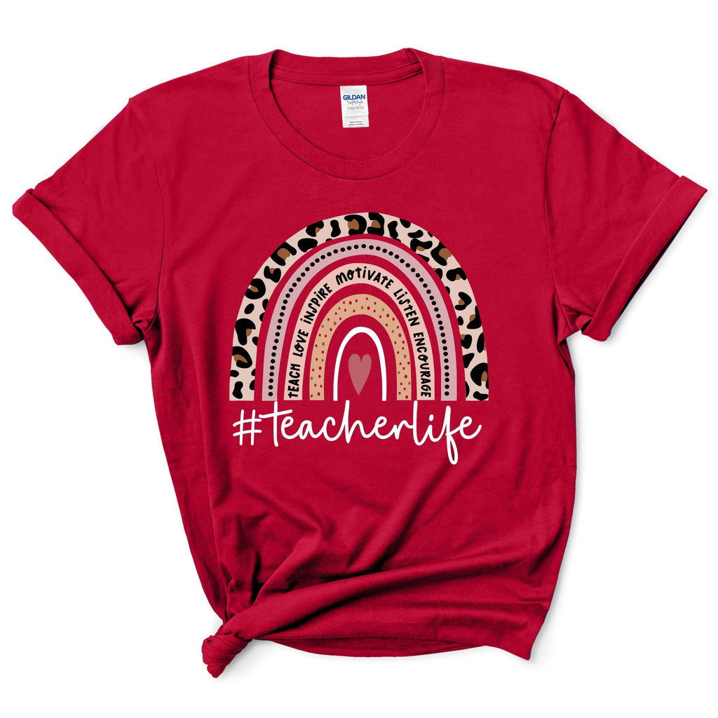 Teacher Leopard Rainbow Shirt