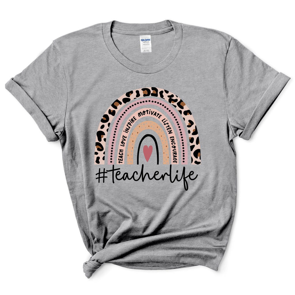 Teacher Leopard Rainbow Shirt